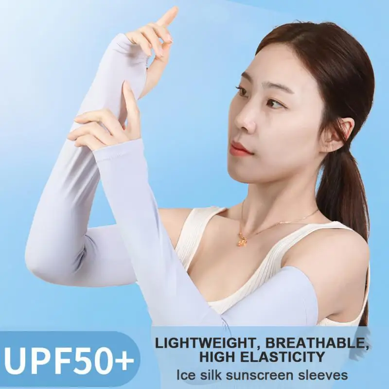 

Cycling Sleeve Ice Fabric Breathable Fishing Running Sportswear Sun UV Protection Long Arm Cover Riding Sleeves Arm Warmers New