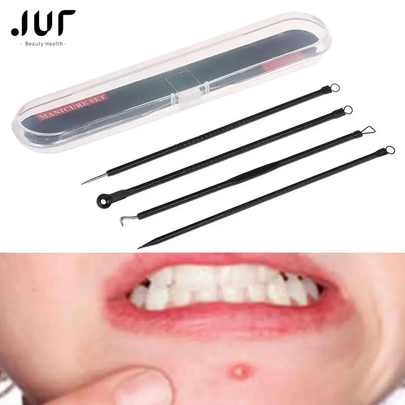 

4/5PCS/Box Blackhead Extractor Cleaner Acne Remover Needles Set Stainless Black Spots Face Facial Cleanser Tool