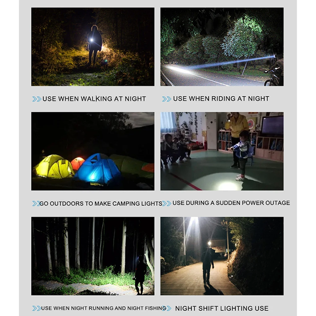 

Rechargeable LED Flashlight Emergency Lights Aluminum Alloy USB Flashlights