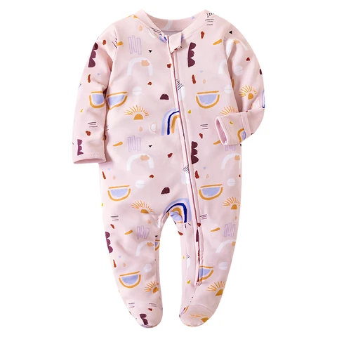 Одежда для новорожденных 0-12 месяцев Пижама для девочек и мальчиков хлопковая на молнии одежда для сна для новорожденных комбинезон Одежда для новорожденных