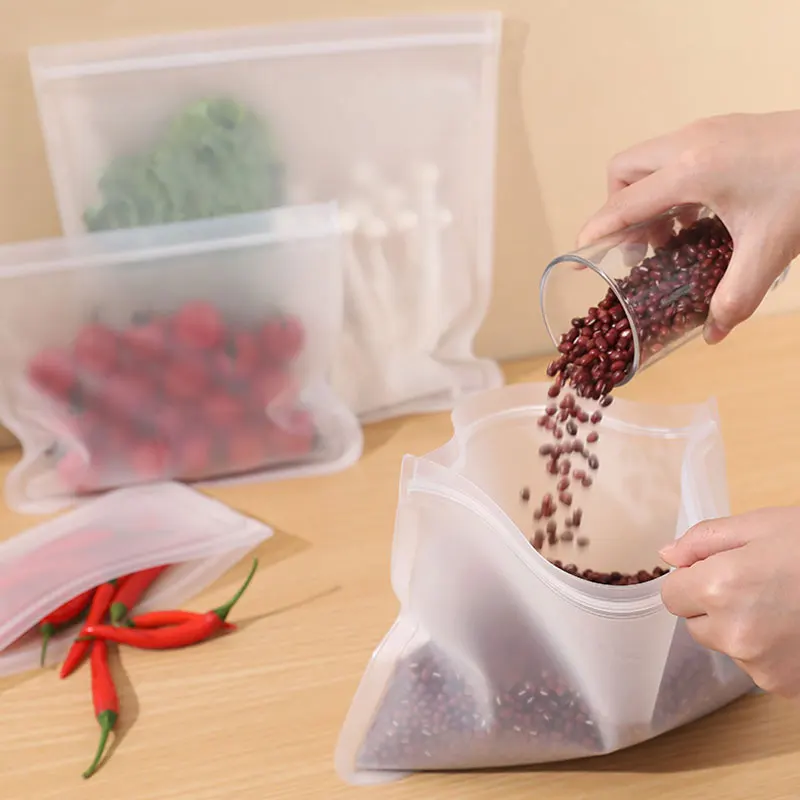 

2pcs Silicone Food Storage Bag Reusable Stand Up Zip Shut Bag Leakproof Containers Storage Bag Fresh Wrap Ziplock Bag
