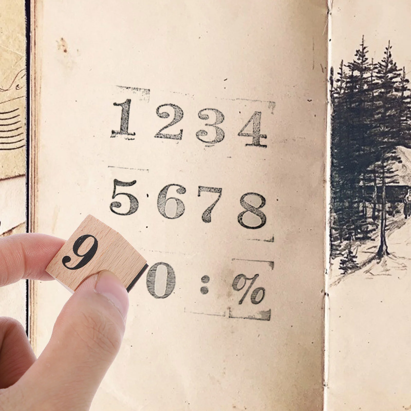 

32 Pcs Week Month Stamp Months Stamps Small Wooden Account Card Making Number Baby Scrapbooking