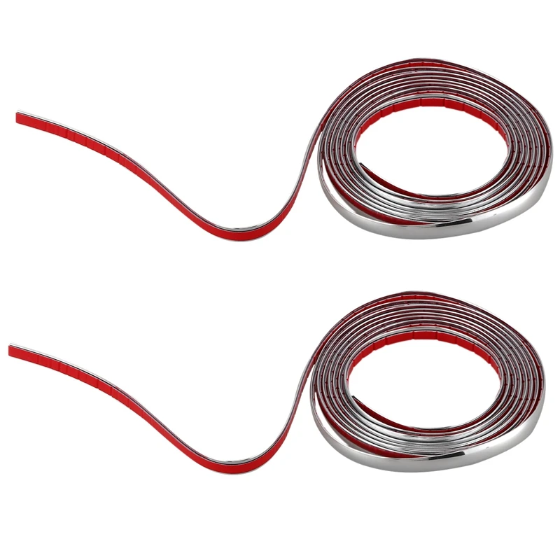 

2Pcs Silver Car Grille Exterior Chrome Styling Decoration Moulding Trim Strip 12Mm
