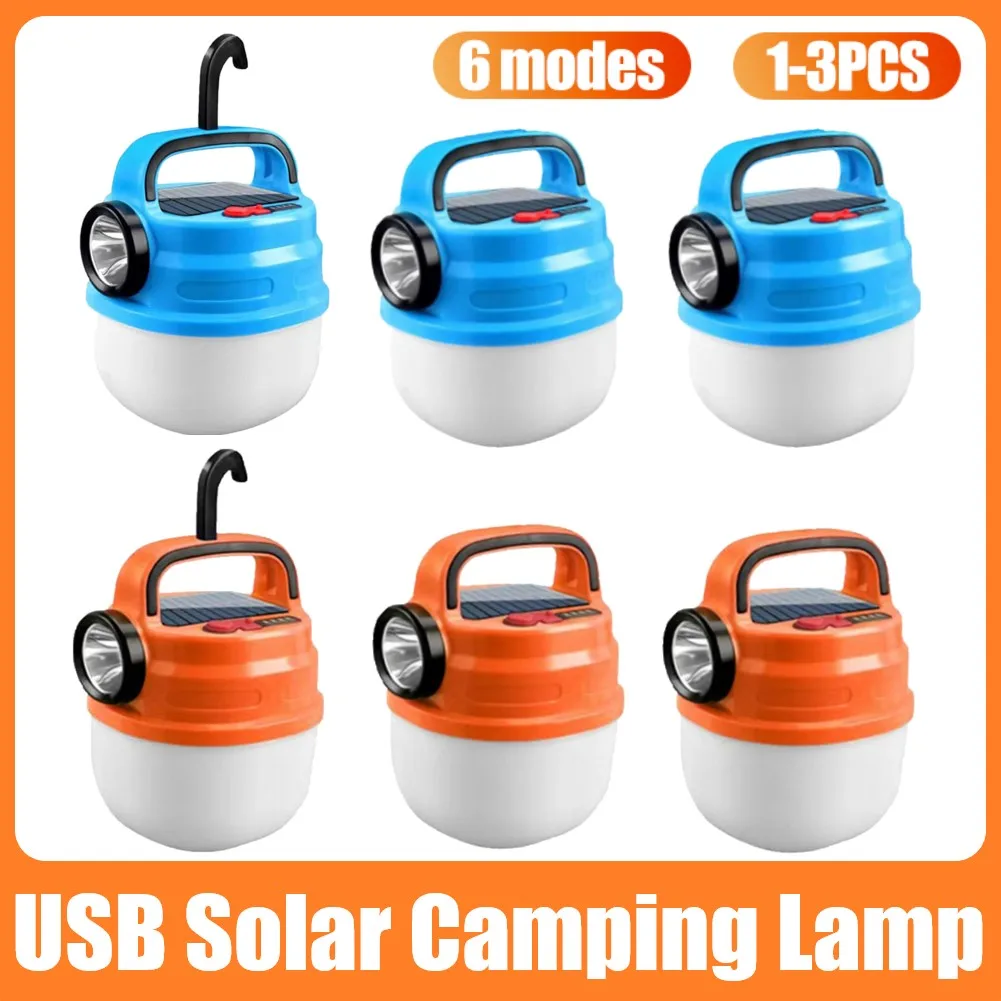 

1/2PCS USB Emergency Lamps Multifunctional Solar Work Repair Light 6 Modes with Foldable Hook for Outdoor Lighting Equipment