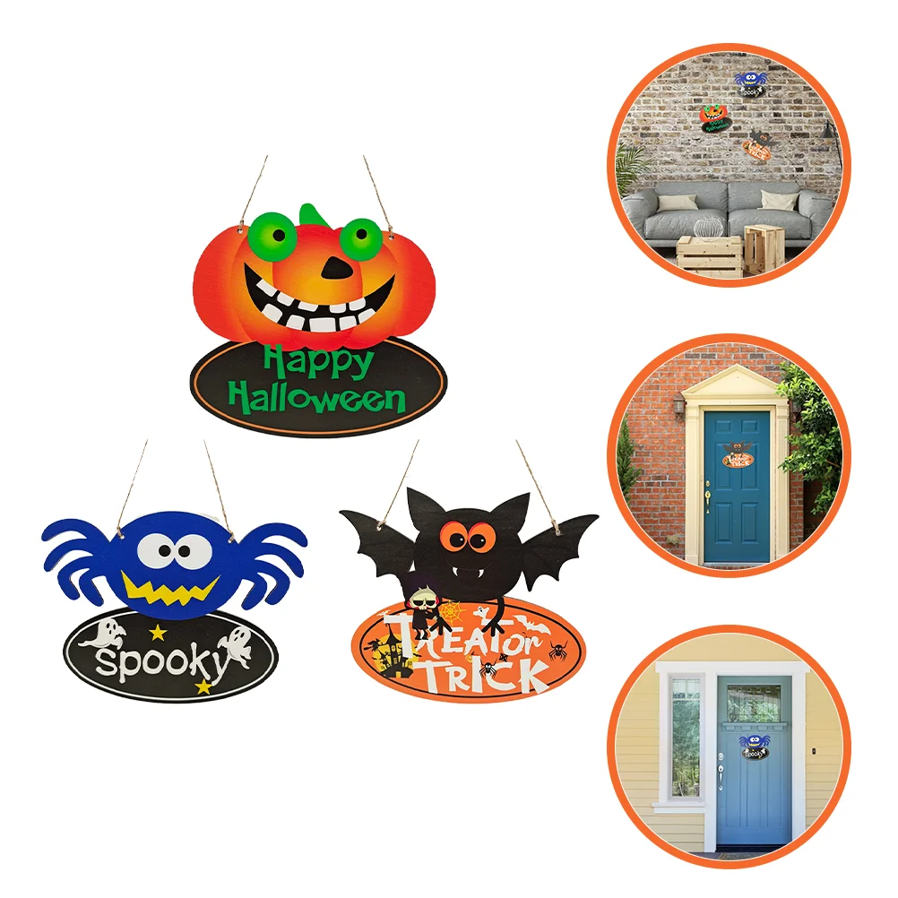 

3pcs Wooden Pendant Party Wooden Hanging Signs Decoration