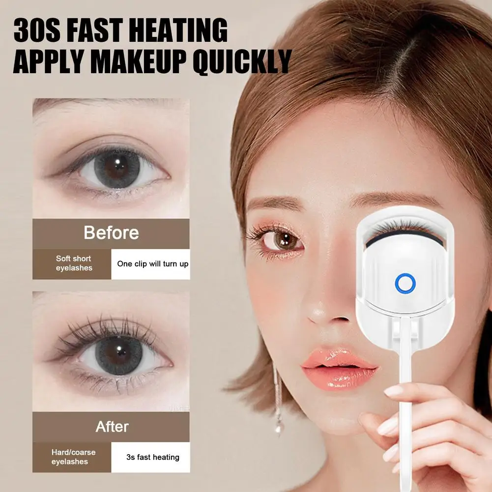 

Portable Natural Curl USB Rechargeable Electric Heated Eyelashes Curler Accessories Control Makeup Temperature Clip Eyelash J5T9