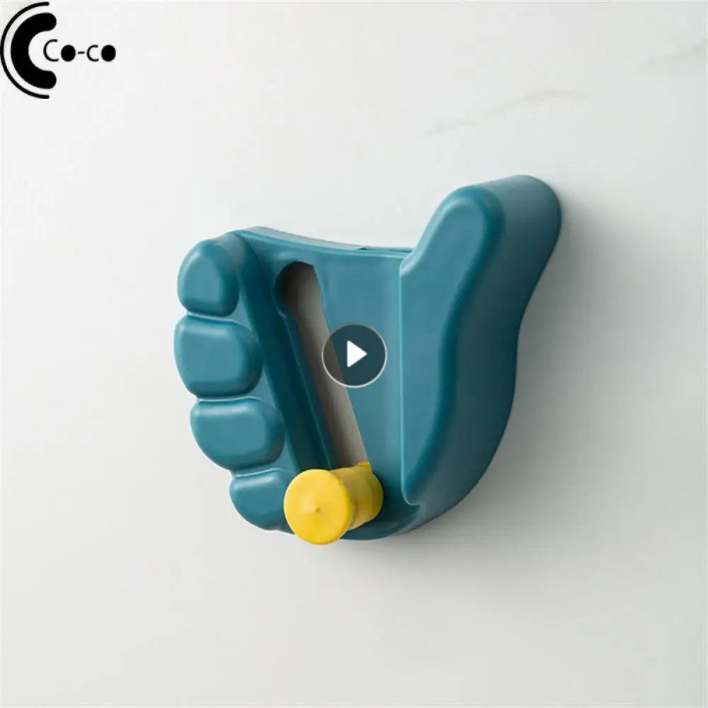 

1pc Creative Hand Fist Shaped Wall Mounted Mop Holder Clip Colorful Punch-Free Adjustable Multi-Purpose Broom Hanging Hook Rack