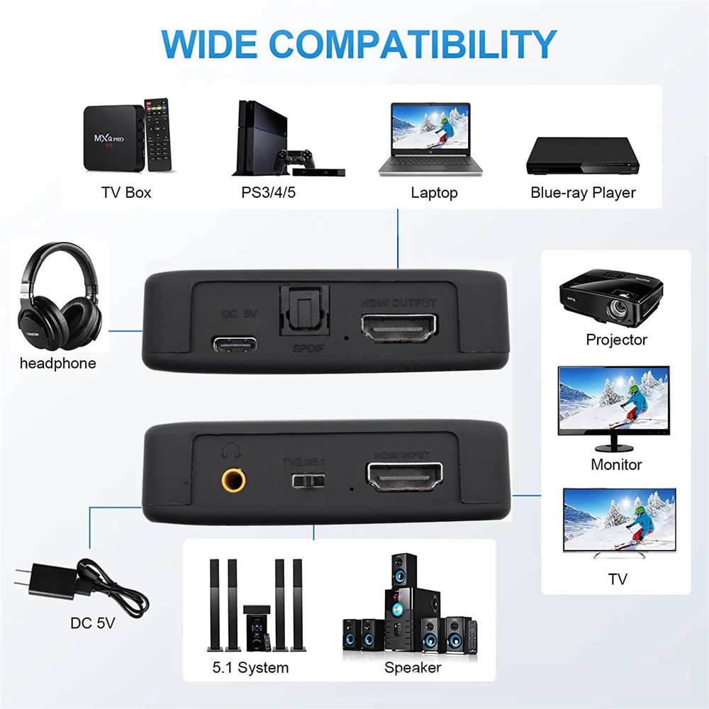4K 60 Гц HDMI-Совместимый оптический аудио экстрактор Toslink SPDIF + 3 5 мм Embedder 1080P 3D
