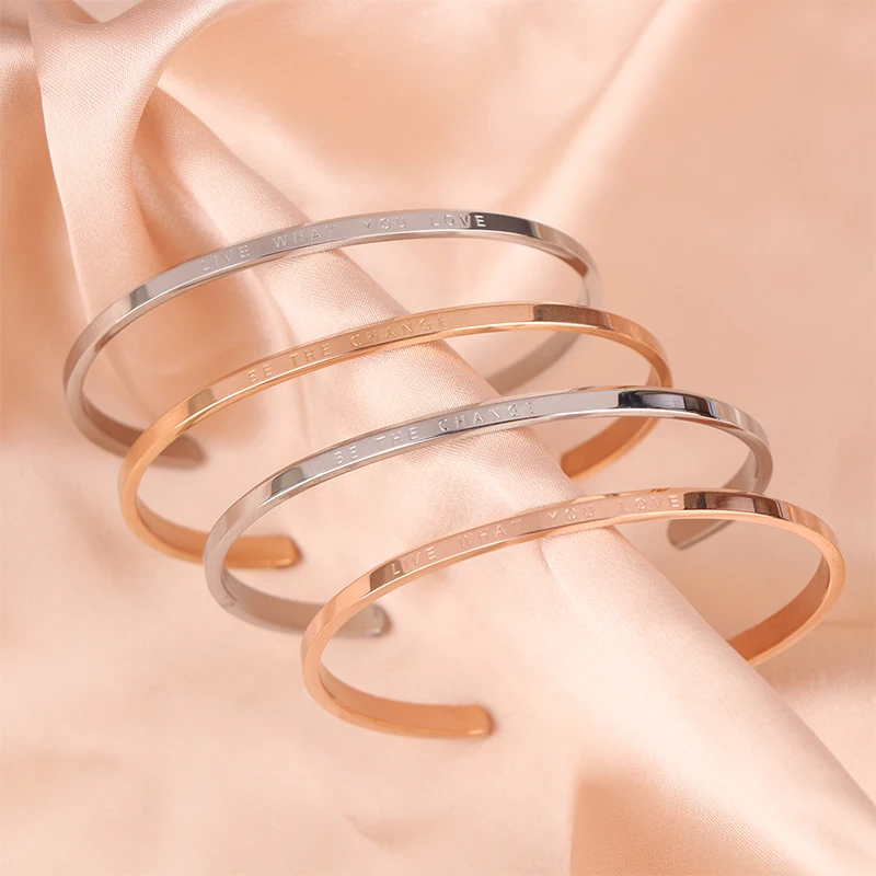 Женский браслет из нержавеющей стали с гравировкой