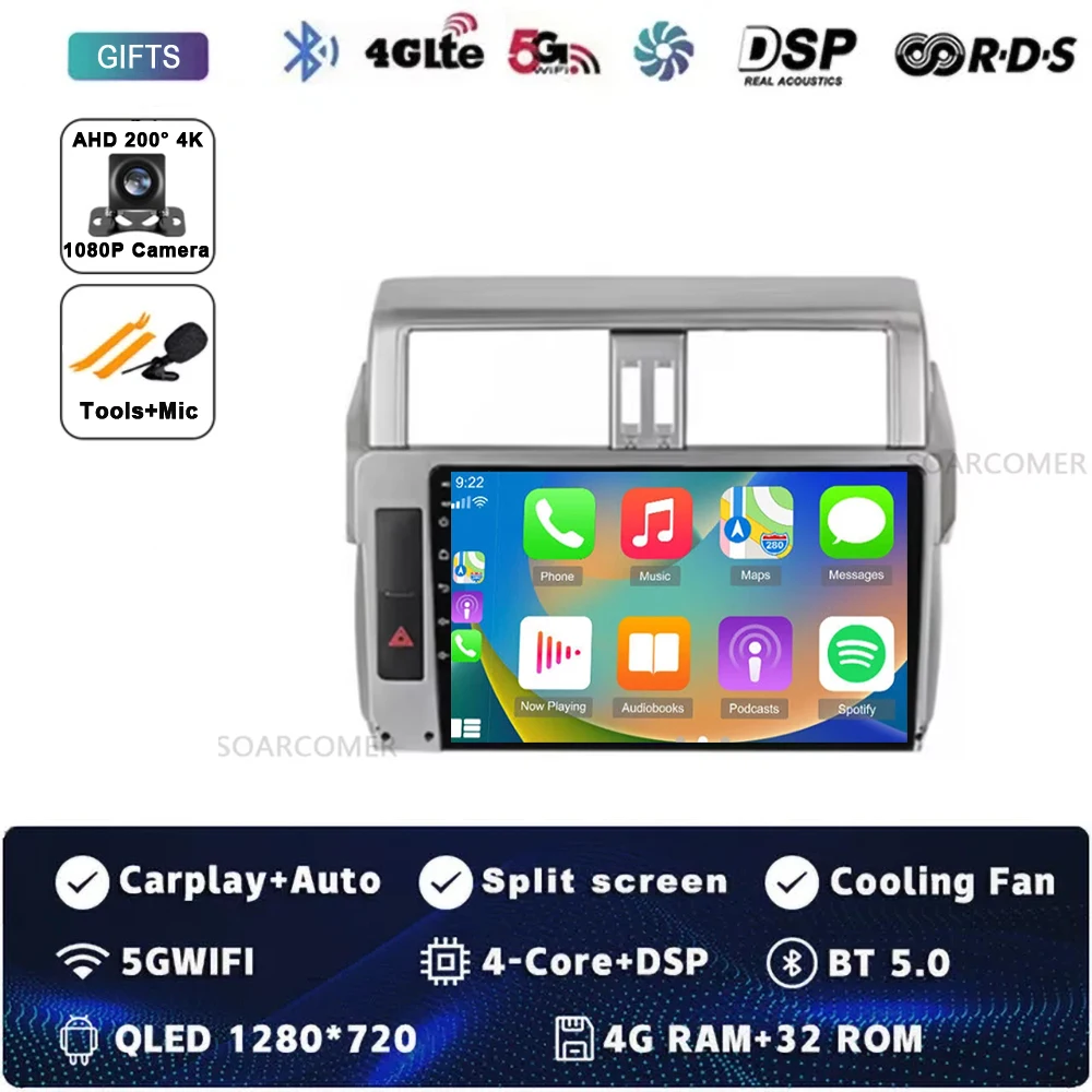 

Android 15 для Toyota Land Cruiser Prado 150 2013-2017 2K QLED Android Автомобильный радиоприемник Мультимедийный видеоплеер GPS Стерео CarPlay 4G