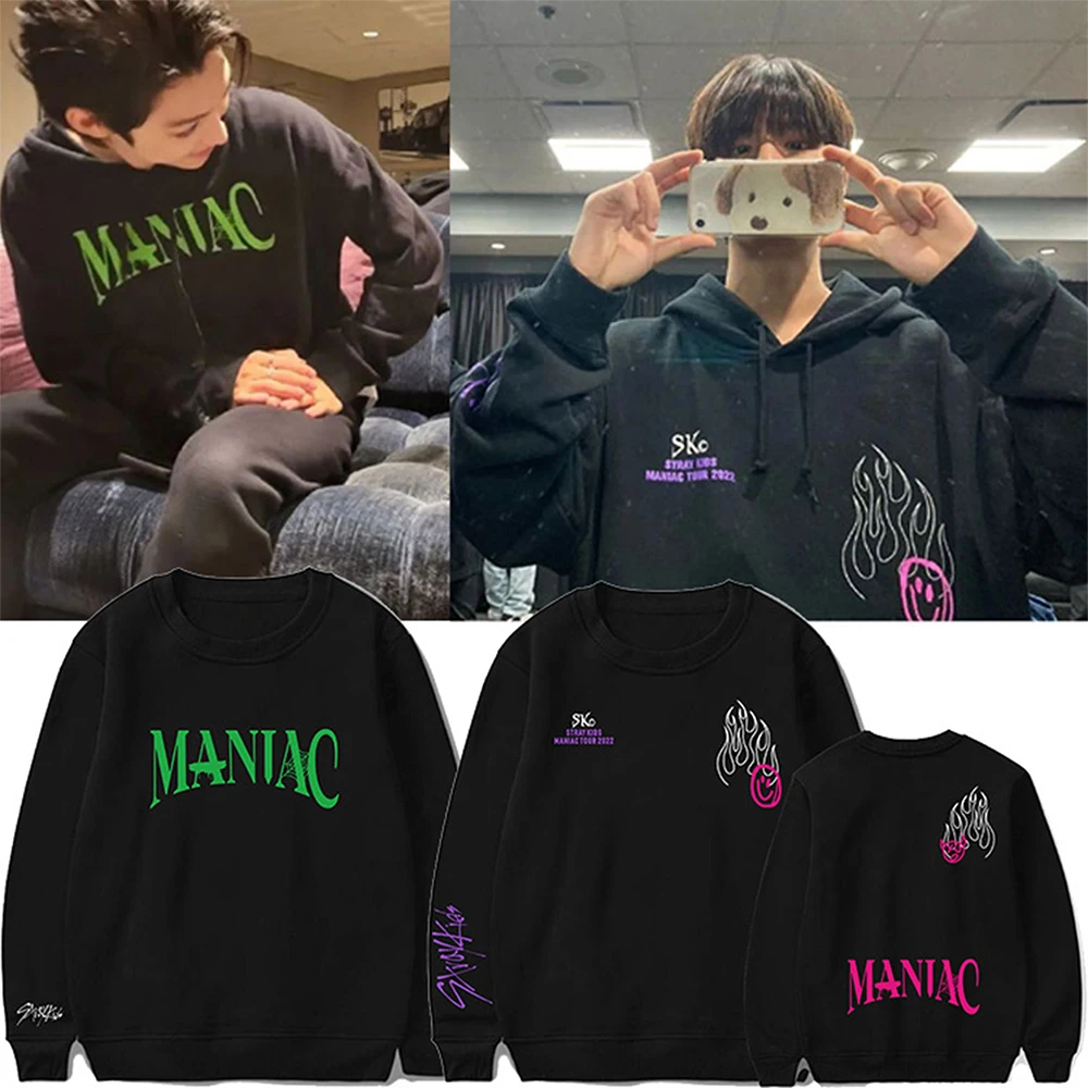 

Fashion Design KPOP Stray Kids MANIAC North America Tour Concert Hoodie Loose Pullover Crew Neck Sweatshirt Couple Autumn Tops