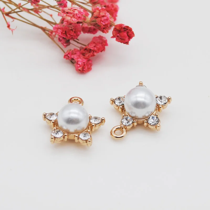 

20pcs/lot 19*21.5mm Gold Color Charm Rhinestone Stars Flower Pendants Charm For Earring Bracelet Keychain Making DIY