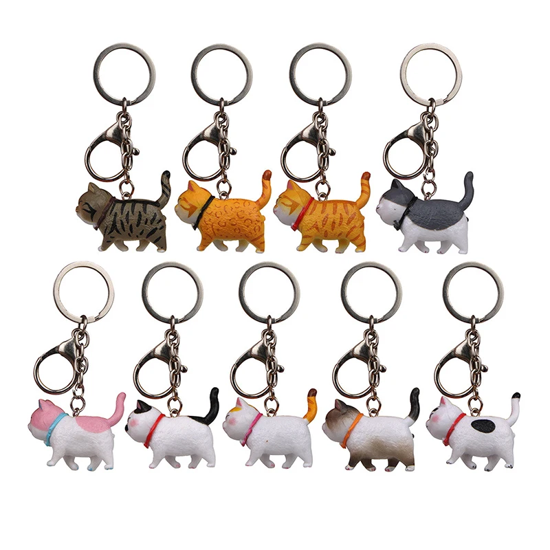 

Cute Cartoon Cat Pendant Key Rings Kitten Cat Key Chain Shake Head Bag Keychains