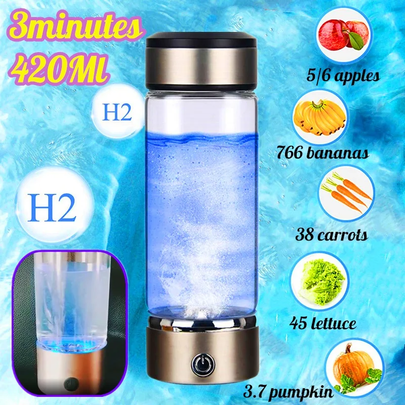 

Portable Rechargeable 420ml Quality Hydrogen-Rich Water Cup Ionizer Maker For Pure H2 Rich-Hydrogen Water Bottle-Hydrogen