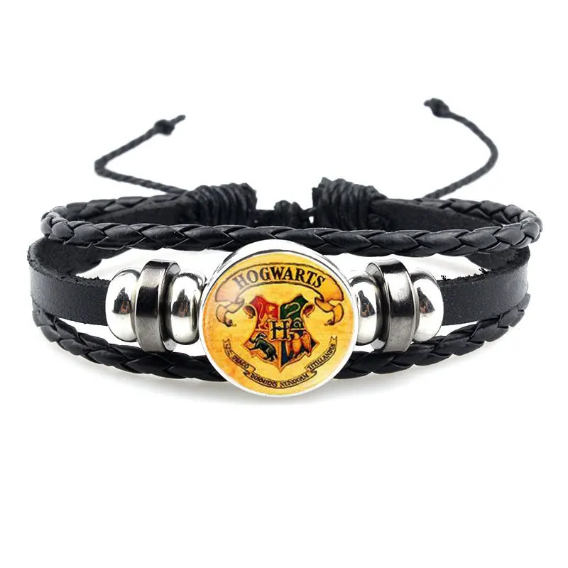 

New Harries Leather Bracelets Potters Badges Time Gems Magic Academy Adjustable Braided Beaded Bangles Wristband Fashion Jewelry