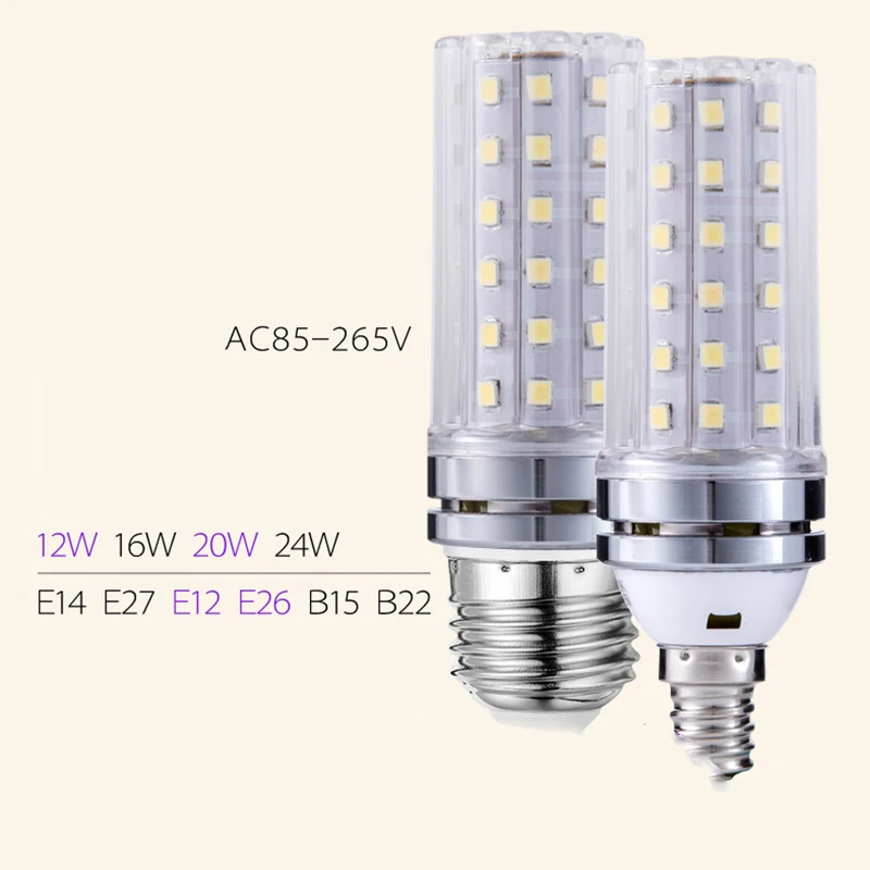 AC85-265V Светодиодная кукурузная лампа E27 12 Вт 16 20 24 Lampada Led Bombillas Теплая холодная E14 B15