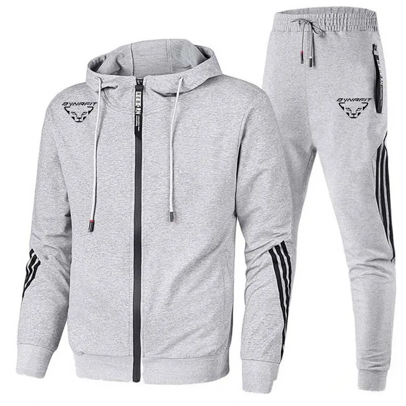 

Brand High Quality DYNRFIT Men's Sports Zipper Hooded Jacket Set Fashion Outdoor Sports Printed Jacket + Pants Set Men's 2023