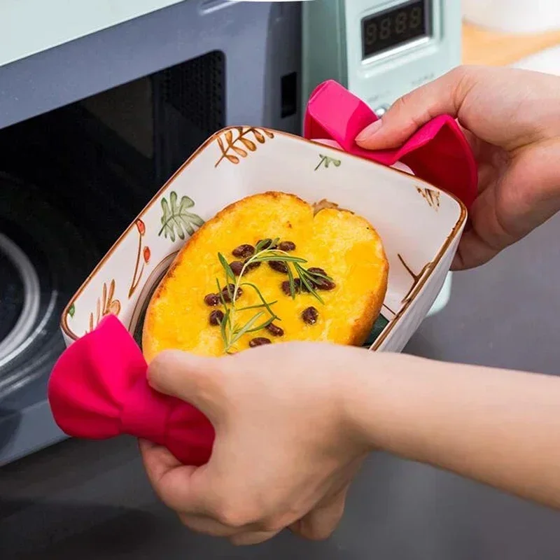 2 шт. силиконовая варежка для духовки бант противоскользящая ручка зажим чаши