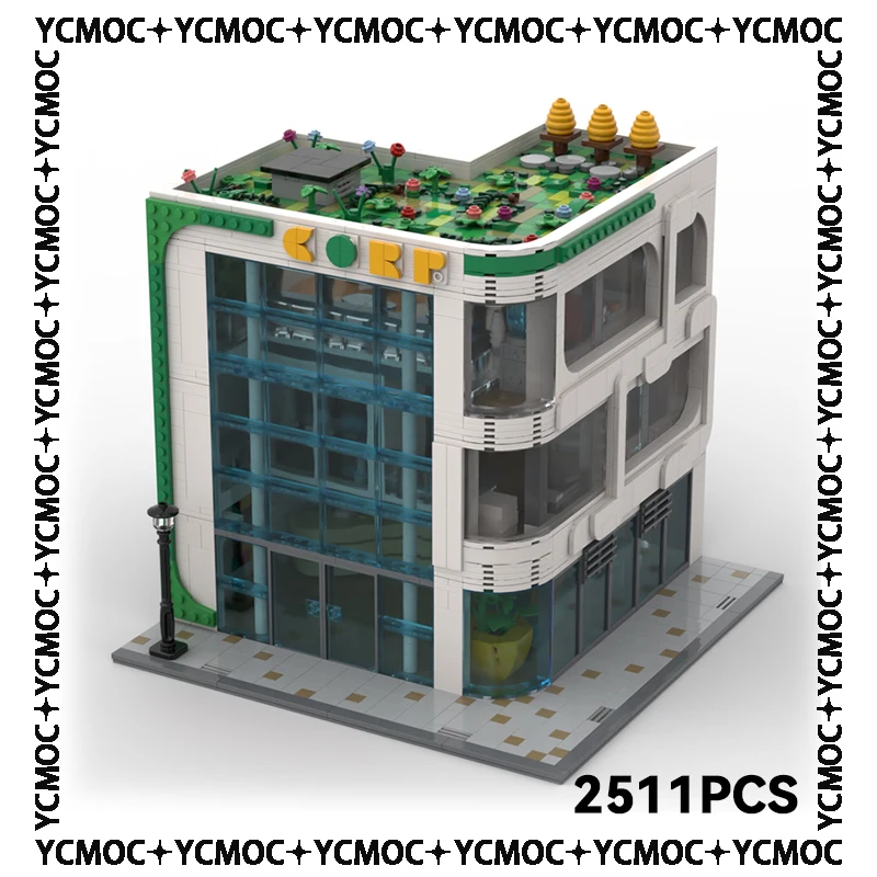 

Конструктор Moc, модель уличного вида, современные Угловые офисные технические кирпичи, сборка своими руками, Детские праздничные подарки