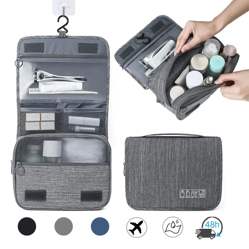 

Oxford Fabric Toiletry Washbag With Hanging Hook Waterproof Women Bathroom Cosmetic Storage Bag Portable Travel Men Makeup Case