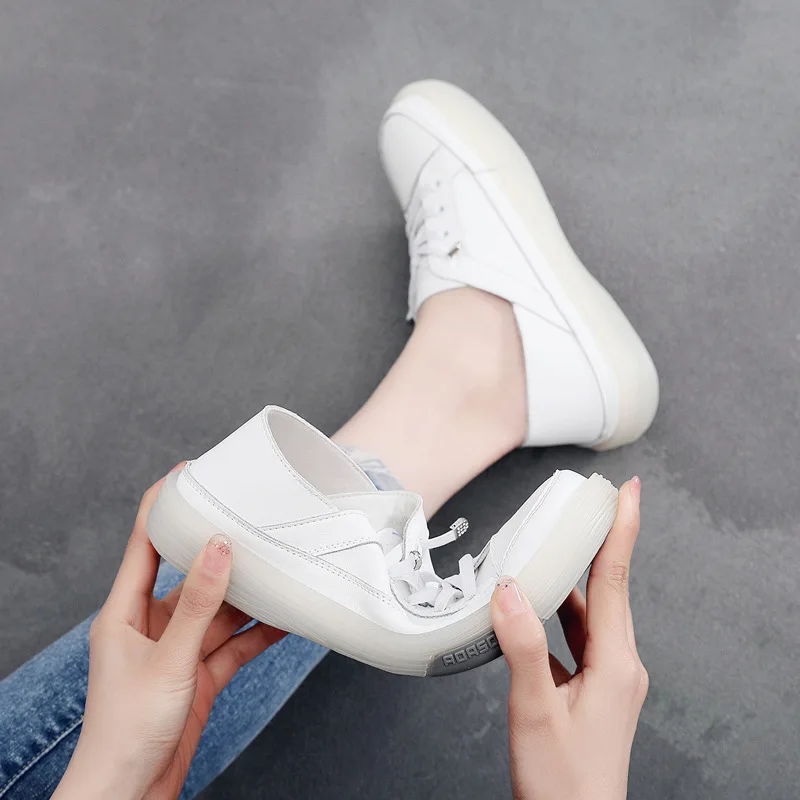 Little White Shoes Female Genuine Leather Flat Sole 2023 New Soft Soled Pregnant Mother Single Shoe Casual Nurse Board Shoes
