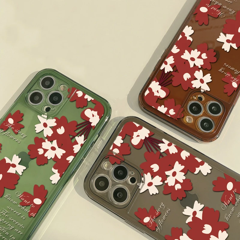 

Flower Design Phone Case,For IPhone11 14 13 12 Pro Max X Xs Xr 7 8 Plus Mini Se,Four Corner Airbag Anti Fall Cover,Coque 11
