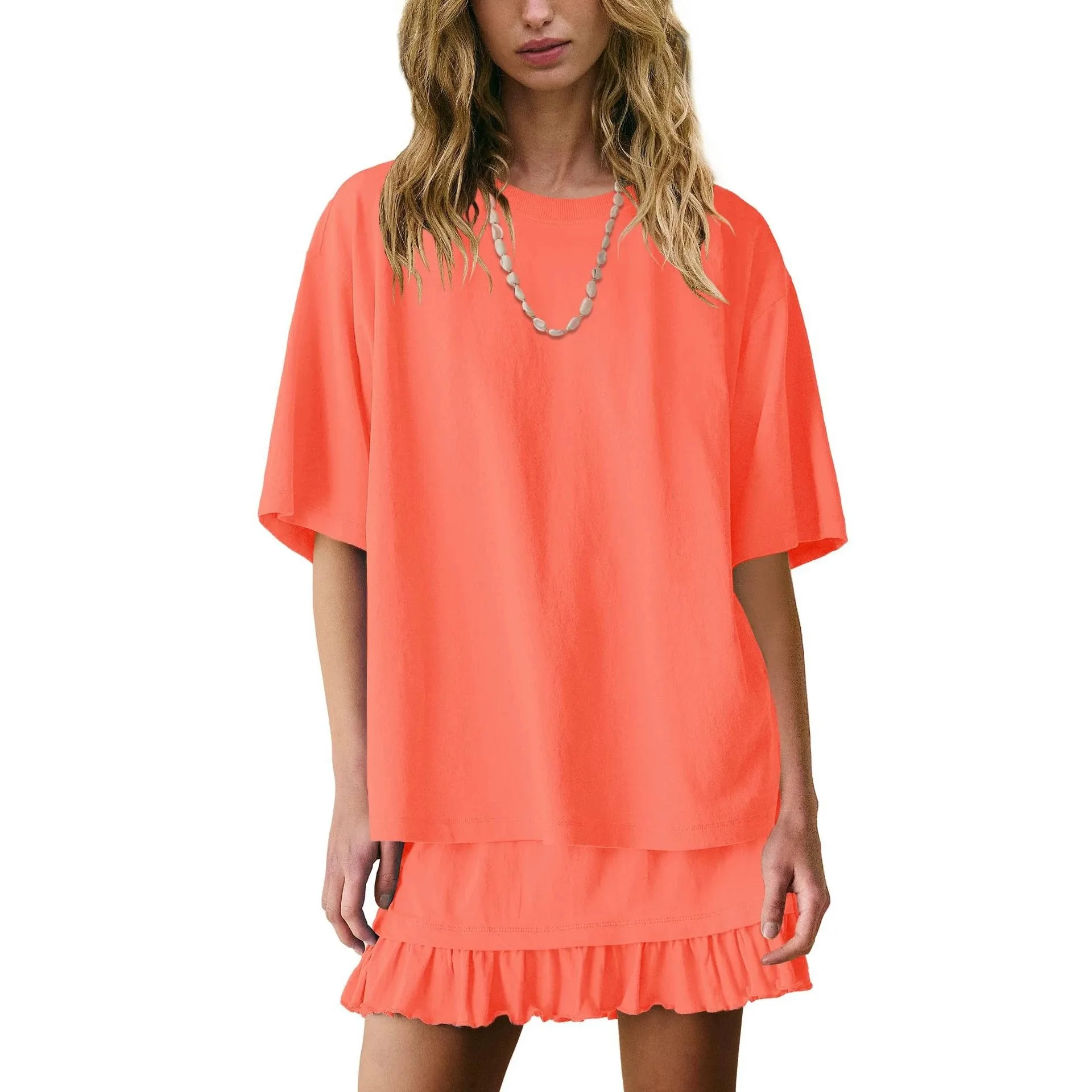 Фото Женская трикотажная футболка с коротким рукавом и спущенным плечом, однотонная, для повседневной носки, черная, весна-лето №2