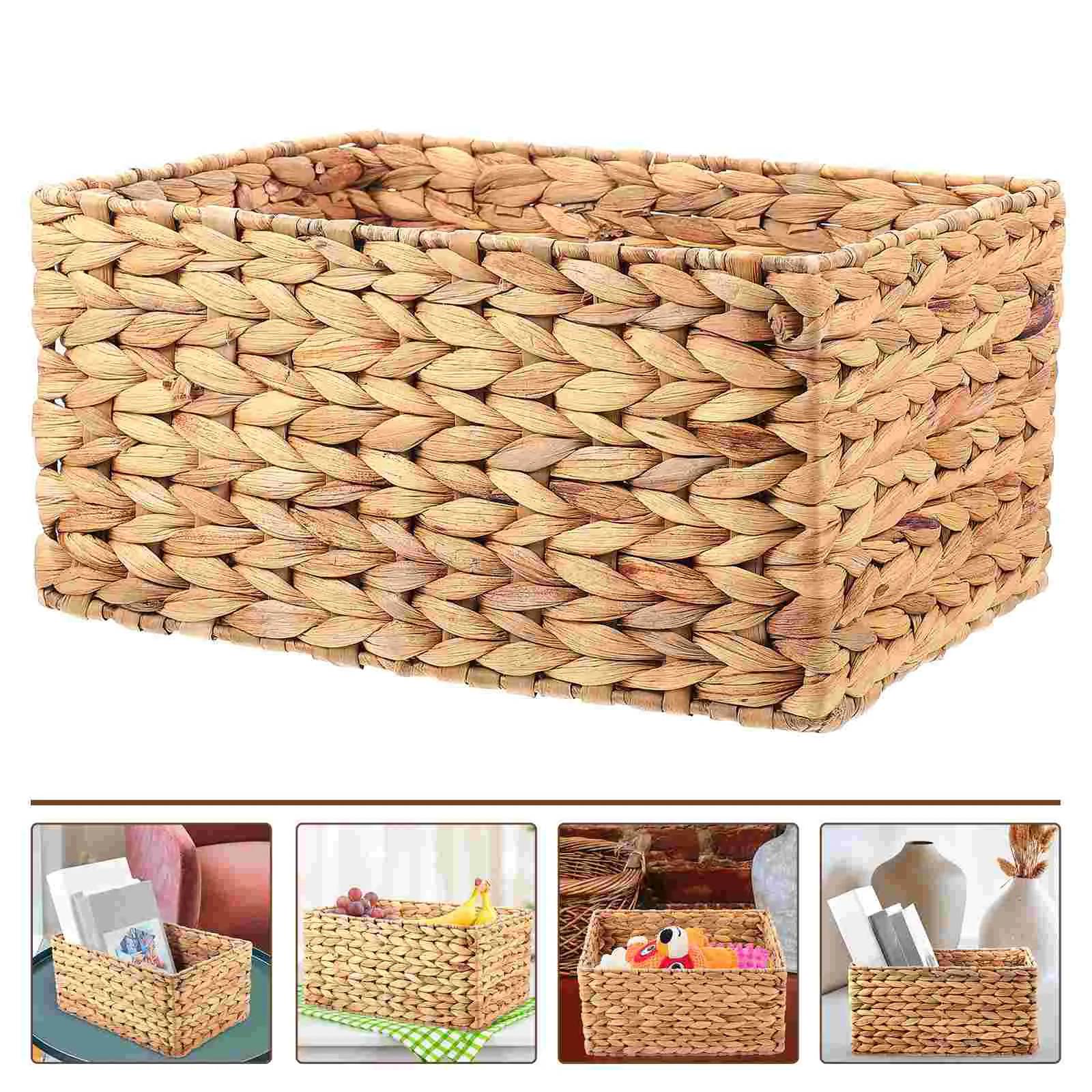 

Basket Storage Baskets Woven Wicker Hyacinth Rattan Servingfruit Traywater Organizer Decorativeshelf Straw Container Natural