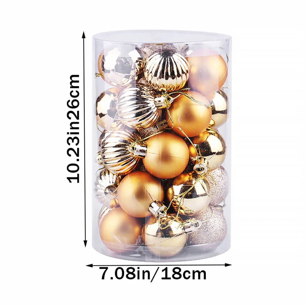 

36pcs 4cm Christmas Hanging Balls Xmas Tree Decor Balls Glitter Multicolored Hanging Pendants Ball For Home New Year Ornament