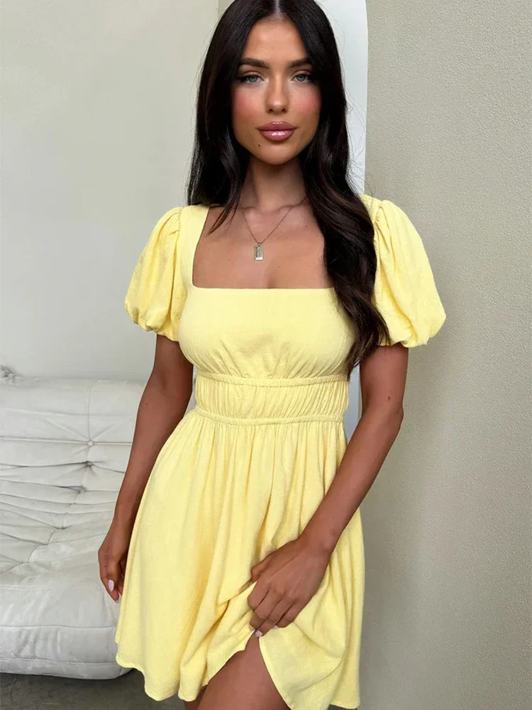 Женское однотонное эластичное плиссированное мини-платье элегантное облегающее