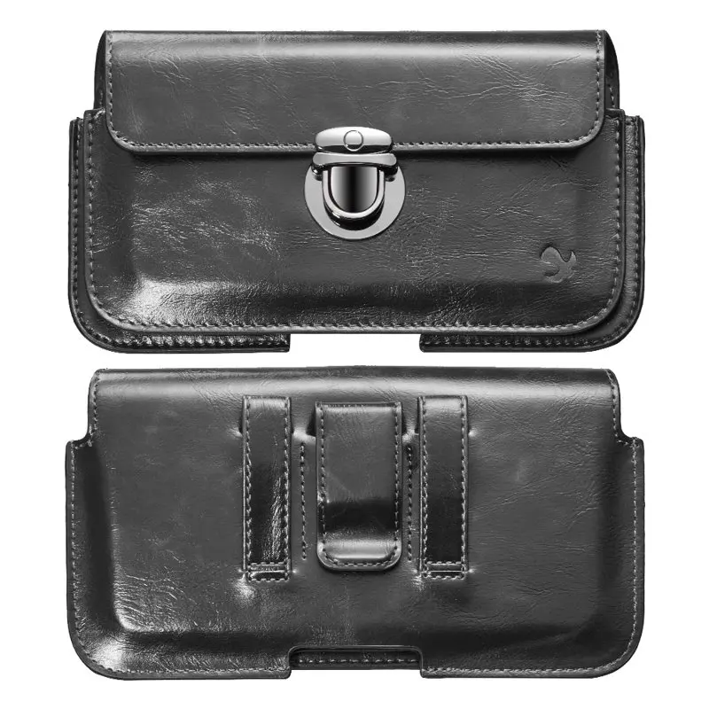 Phone cases for 6.5-inch Horizontal Black PU Leather  Cell Phone Holster Wallet Pouch with Belt Clip and Card Slots