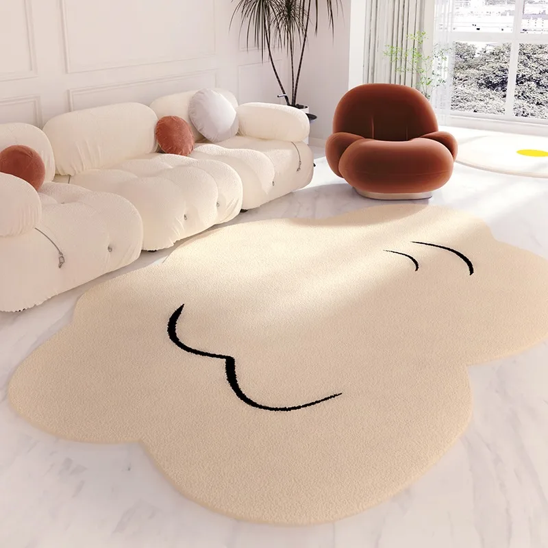 

Simple Cream Color Living Room Carpet Ins Irregular Bedroom Bedside Plush Carpets Home Study Cloakroom Rugs Machine Washable Rug