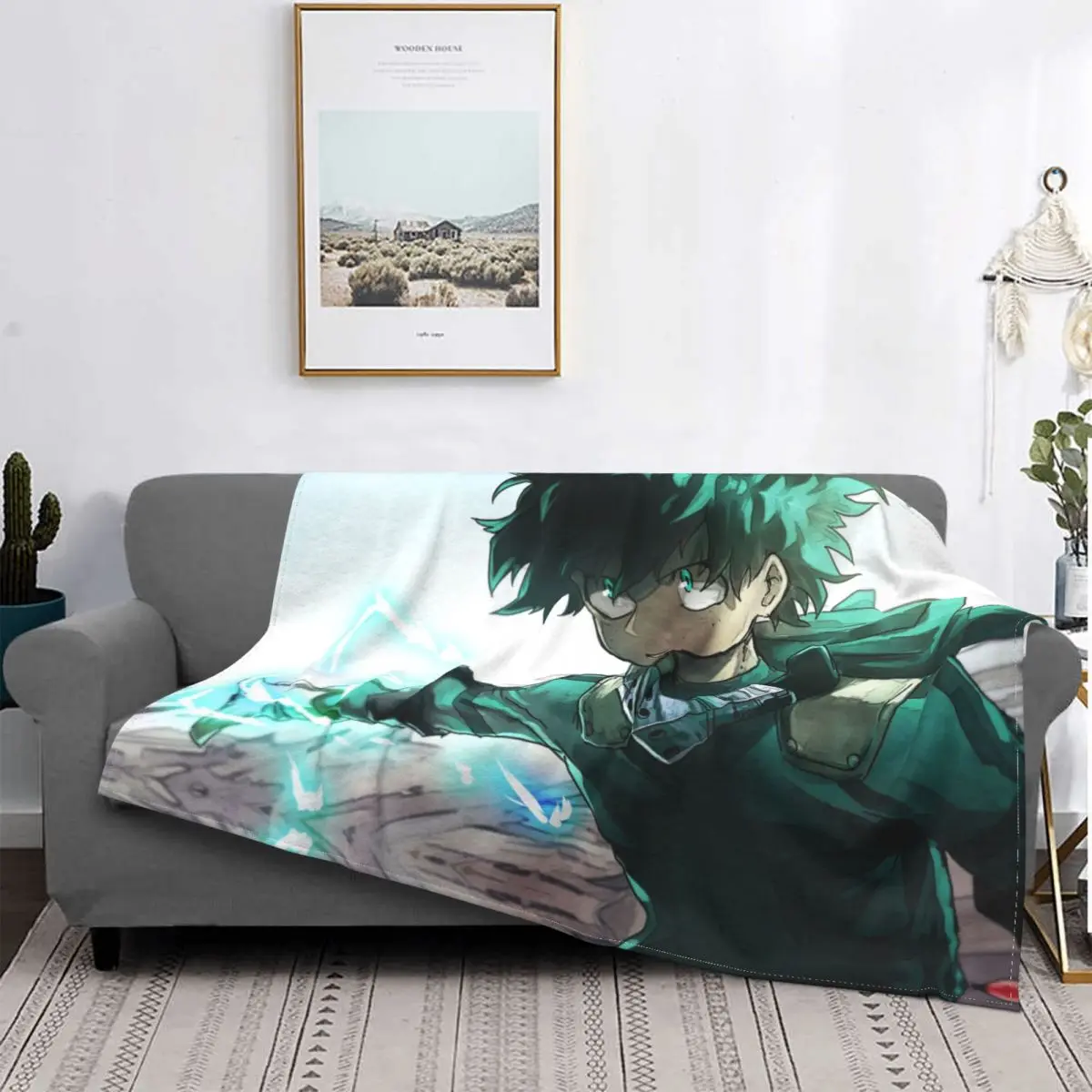 

My Hero Academia Collage Midoriya Izuku Blankets Flannel Autumn/Winter Anime Thin Soft Throw Blankets for Bed Outdoor Bedspread