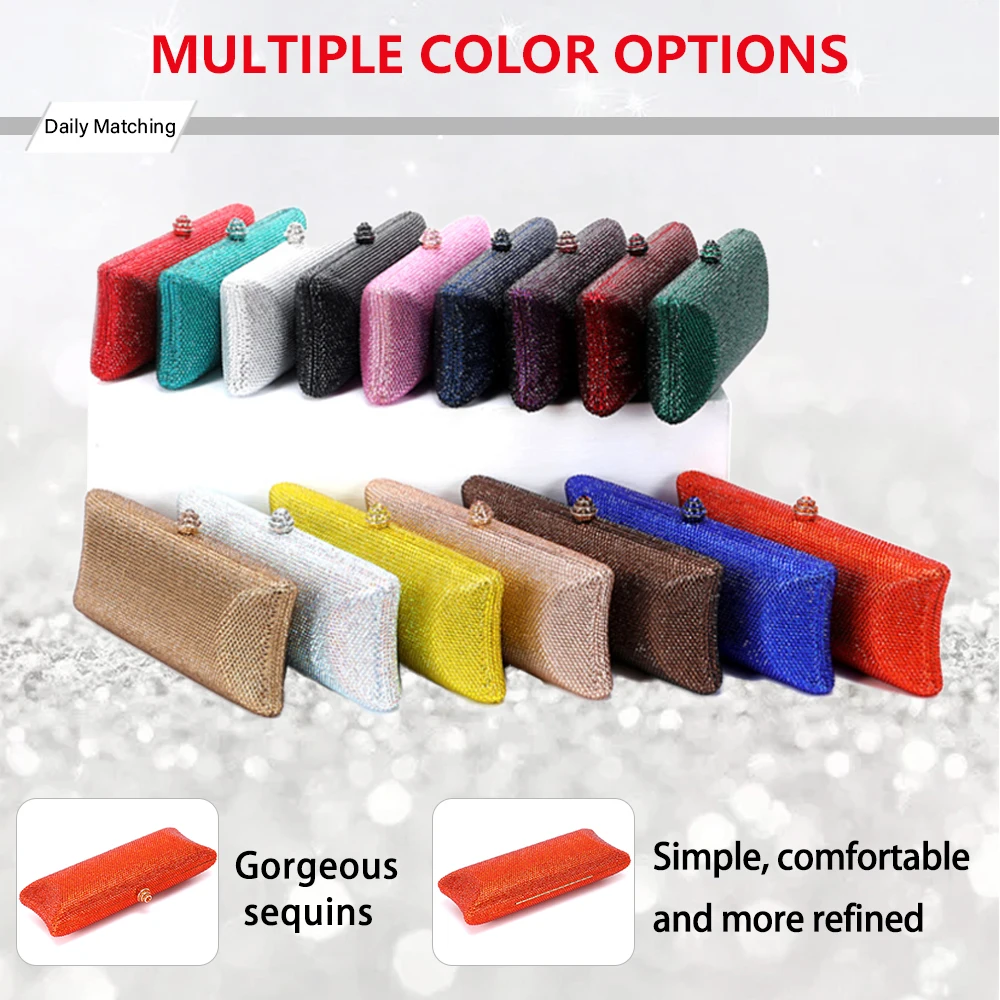 Банкетный кошелек со стразами шампанское/серебро/черный/золотой вечерние сумки