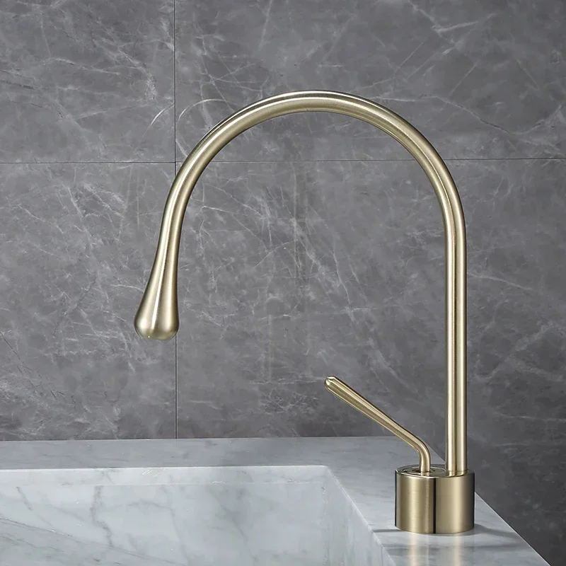 Матовый Золотой смеситель для ванной комнаты раковины горячая и холодная черная