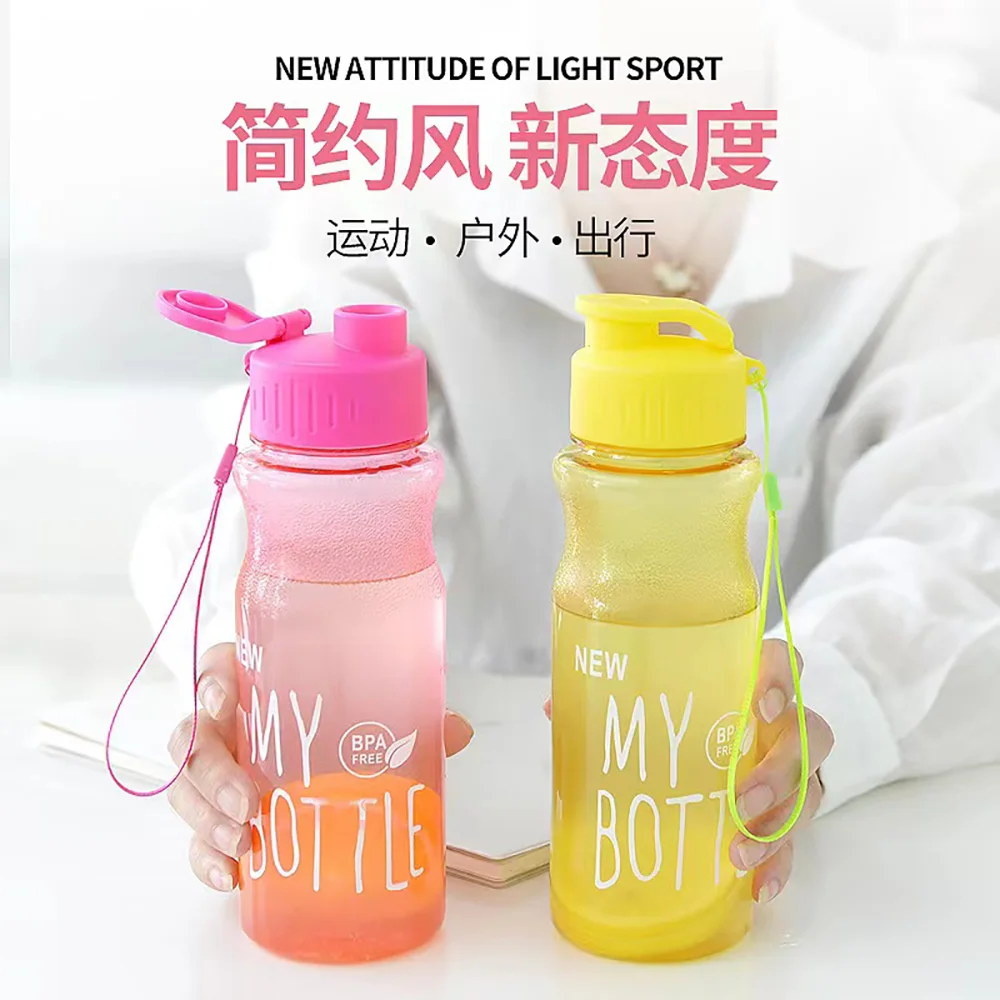 

600ml Sports Water Bottle Plastic Portable Drinking Cup Girl Leakproof Drop-proof Shaker Mug Travel Water Bottle for Outdoor