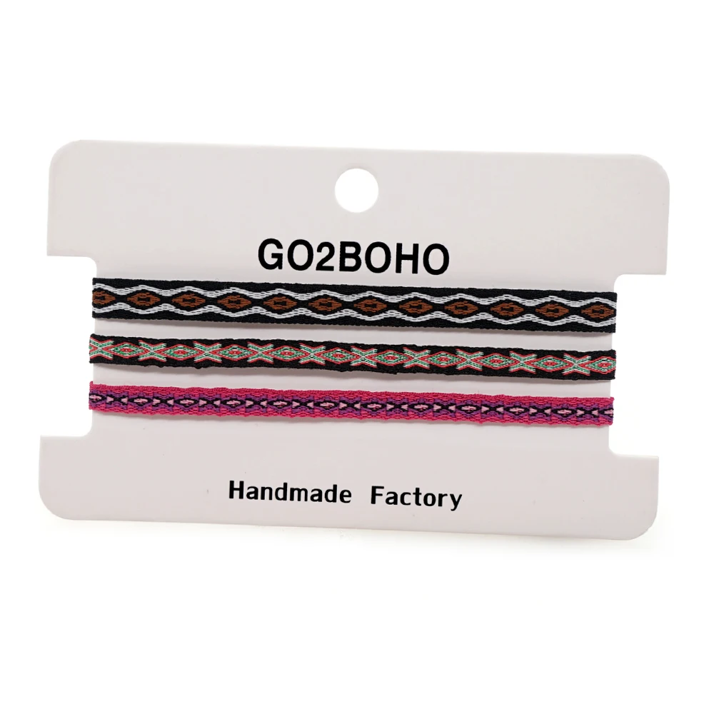 Go2Boho 3 шт./лот Плетеный тканый браслет с узором для женщин штабелируемые браслеты