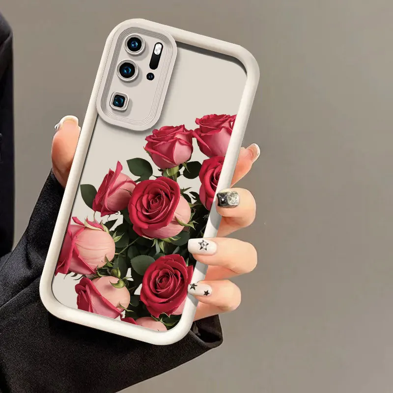 Модный чехол для телефона с красными розовыми цветами Huawei Nova Y70 10 9 7 5I 4 3 Защита