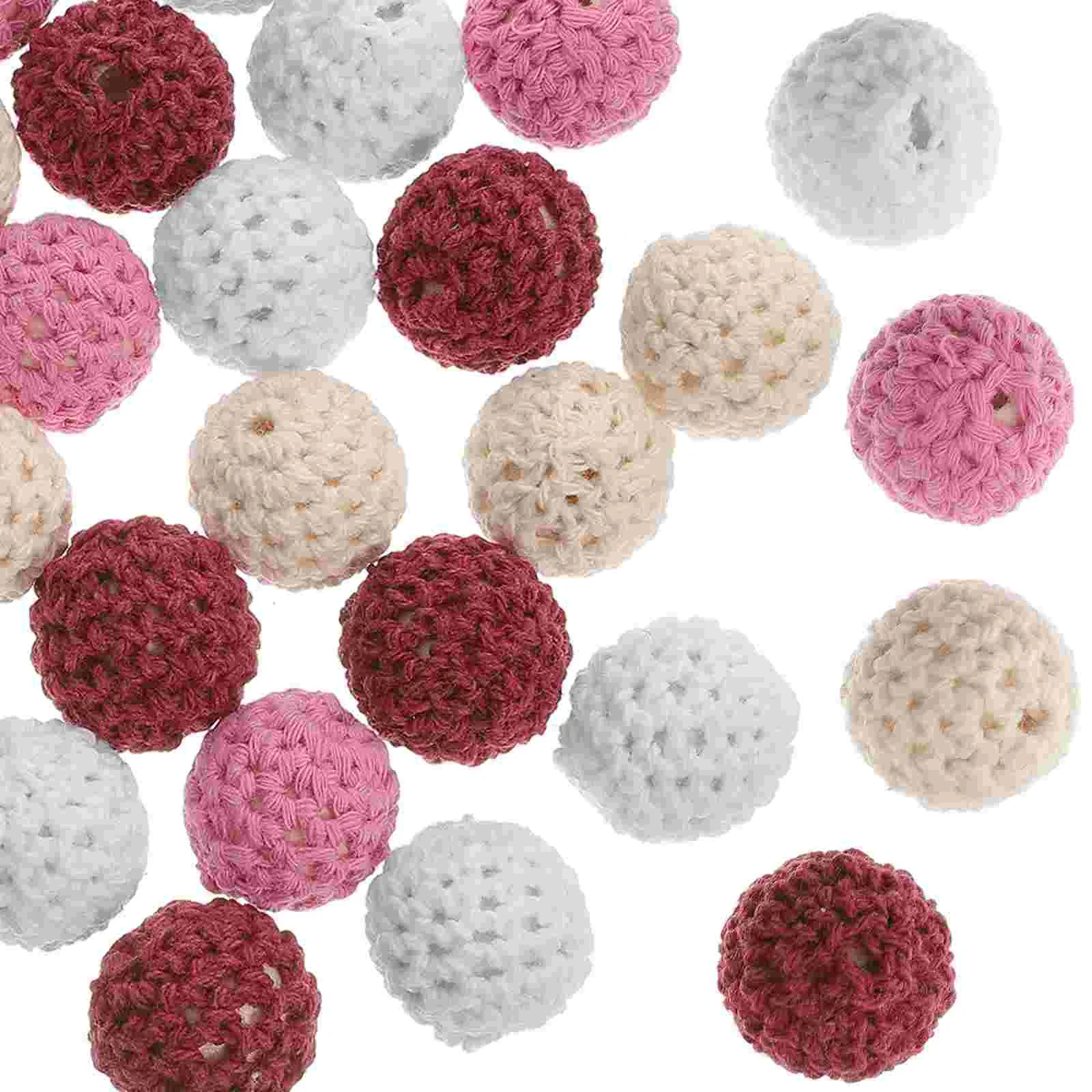 

32pcs Crochet Bead Necklace Making Beads Diy Jewelry Crochet Covered Beads Multifunctional Crochet Covered Beads