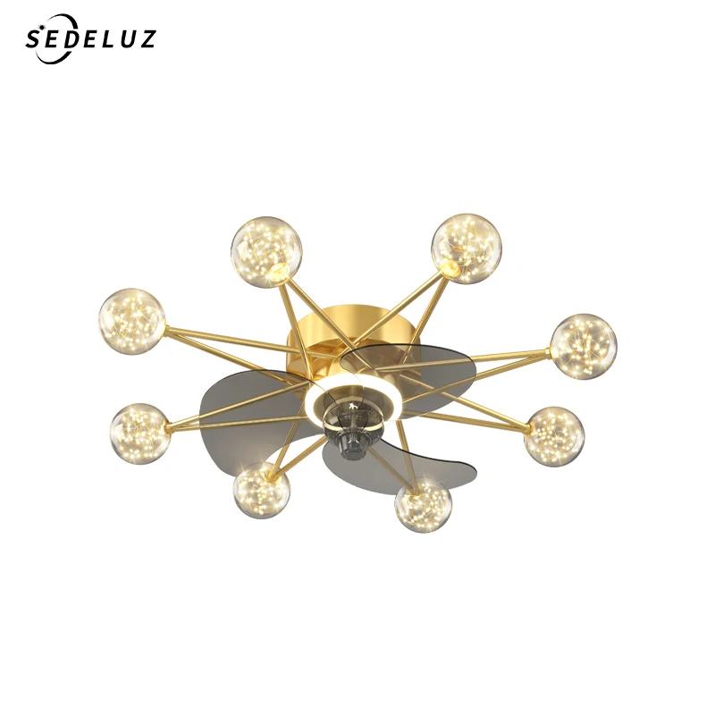 Современный потолочный вентилятор с лампой и пультом дистанционного управления