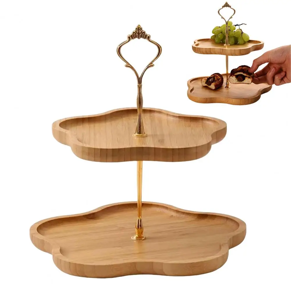 Бамбуковый деревянный сервировочный поднос многоуровневая тарелка с фруктами