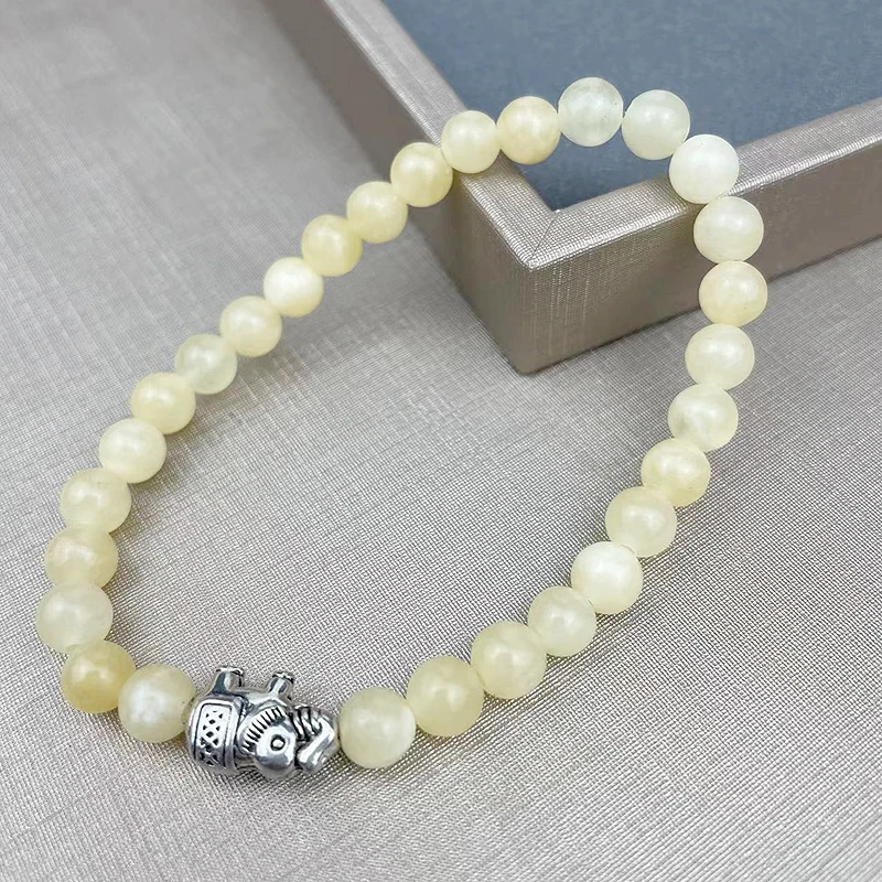 

fnaf 2 rupee item Vintage Boho 6MM Natural Soft Champagne Yellow Jade Beads Drunk Elephant Bracelet For Women Bangle Jewelry