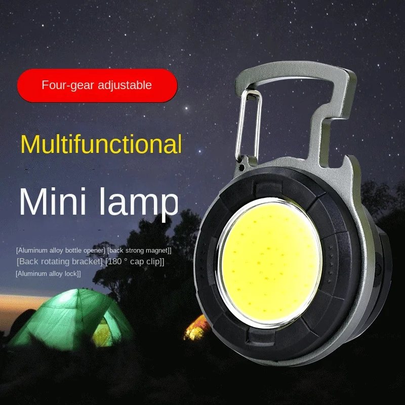 Mini LED Flashlights Torches Work Light Rechargeable Keychain Light Portable Pocket Flashlight Bottle Opener Outdoor Camping