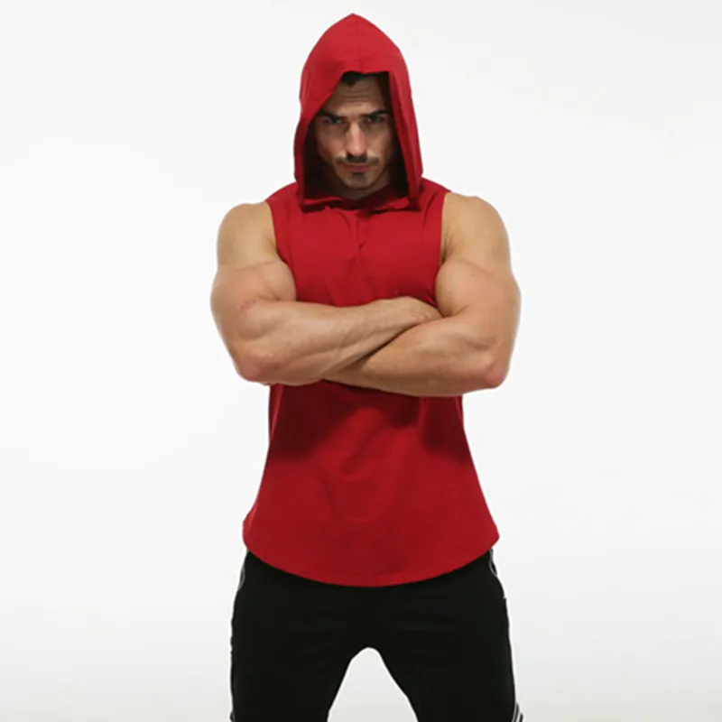 

Men's 2 Pack Workout Hooded Tank Tops Bodybuilding Muscle Cut Off T Shirt Sleeveless Gym Hoodies,Color Optional