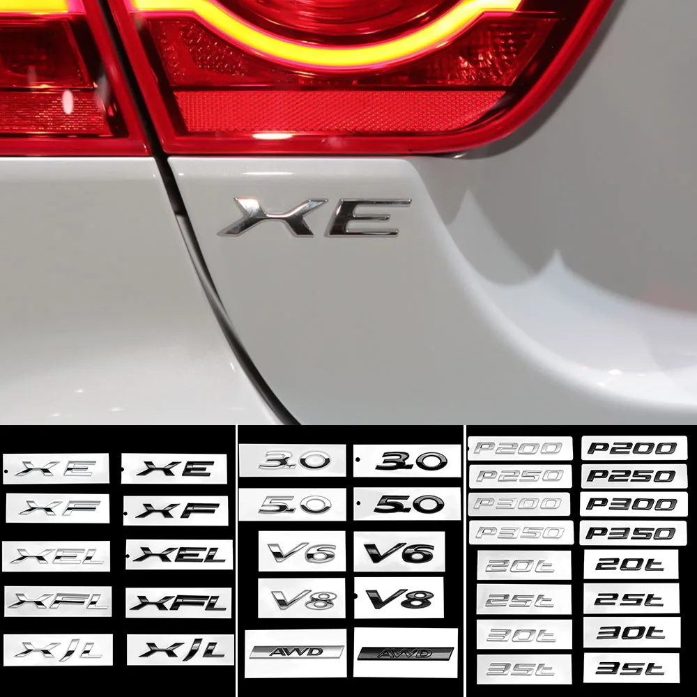 

3D ABS For Jaguar XE XF XEL XFL XJL 3.0 5.0 V6 V8 AWD P200 P250 P300 P350 20T 25T 30T 35T Emblem Car Letter Rear Trunk Sticker