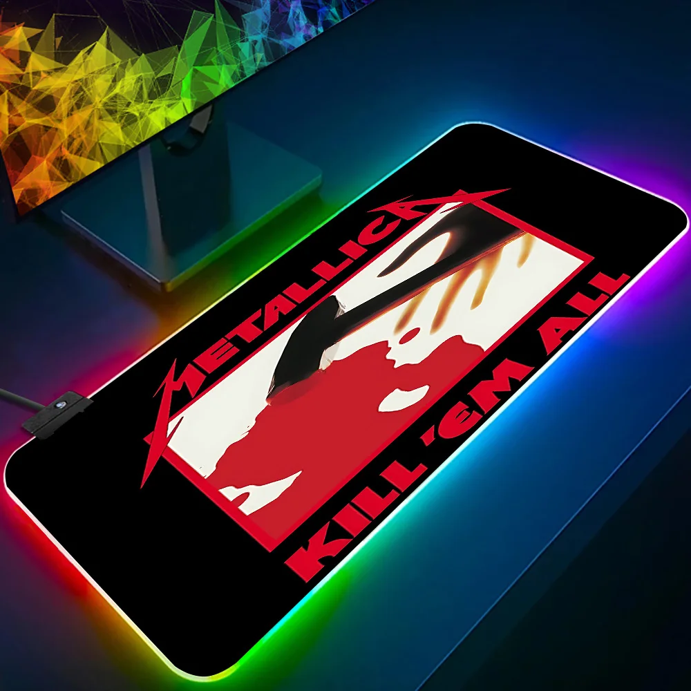 Фото Коврик для мыши с RGB-подсветкой M-METALLICAS для ПК, игровой коврик для мыши с LED-подсветкой, резиновый коврик для игрового компьютера №4