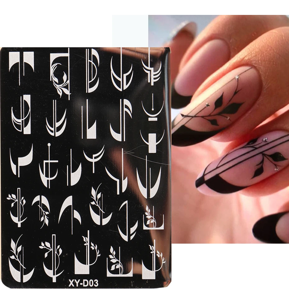 

French Line Nail Stamping Plates Wave Line Flower Lace Geometric Nail Art Stamp Templates Polish Printing Stencils Manicure Tool