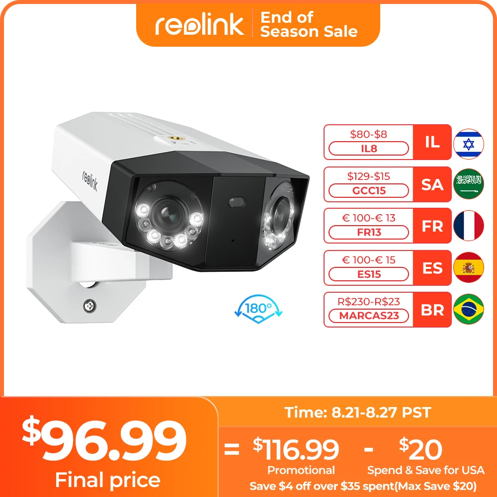 Reolink Duo 2 Series Dual Lens 4K PoE Security Camera 6MP WiFi Outdoor IP Cam 2K+ 4G LTE Battery Home Video Surveillance Cameras