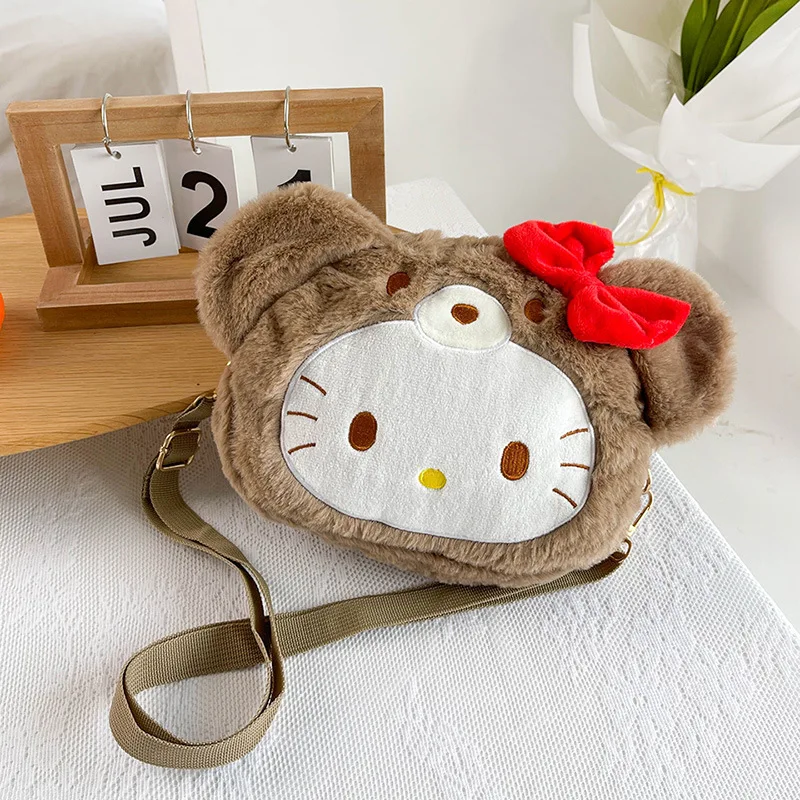 

Kawaii Sanrio Hellokitty Plush Messenger Bag Female Cartoon Kt Cat Doll Shoulder Bag Student Cute Handbag Children's Gift Toy