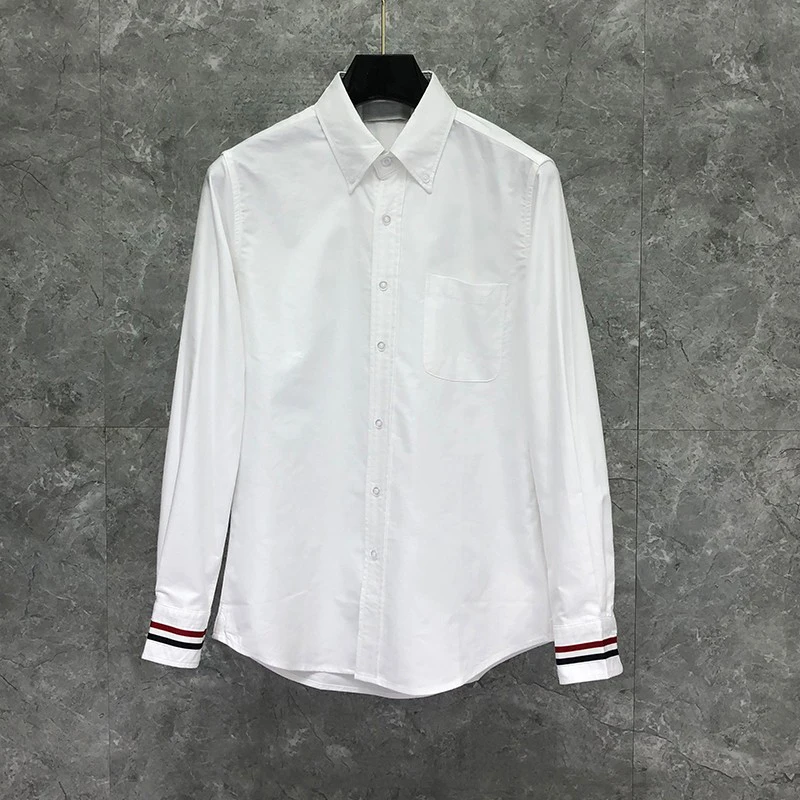 

Рубашка TB THOM Мужская демисезонная, хлопковая блузка из ткани Оксфорд, лаконичная рубашка в Корейском стиле, сорочка с манжетами, полосатая блузка